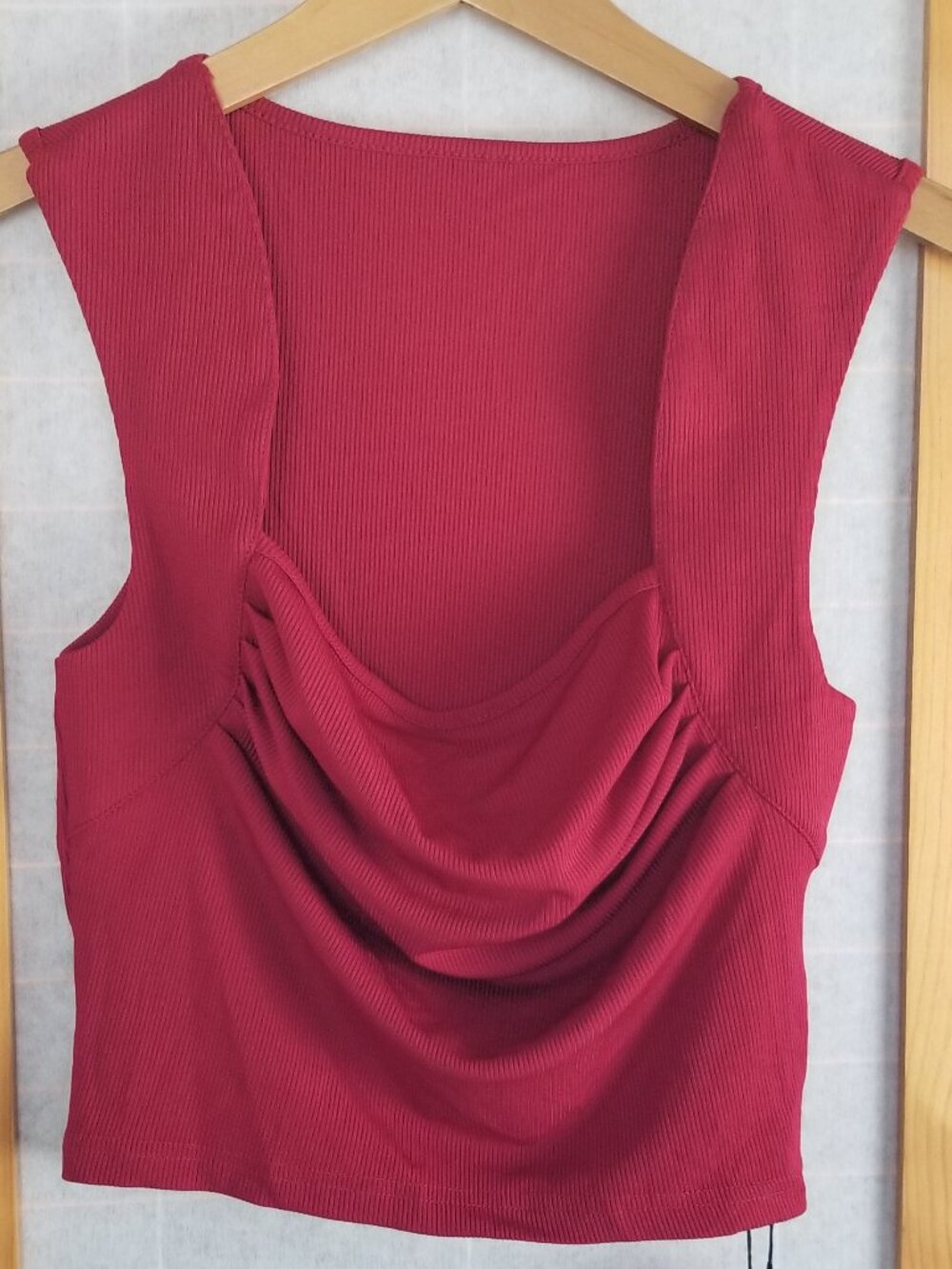 NEW Cider Red Tank Top Crop Draped Crimson NWT Size Large